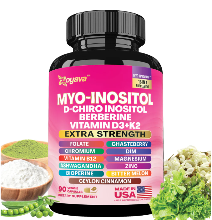 Suplemento para las hormonas-Myo-Inositol + D-Chiro Inositol + Berberina + Vitamina D3 + K2 – 90 Cápsulas - Imagem 5