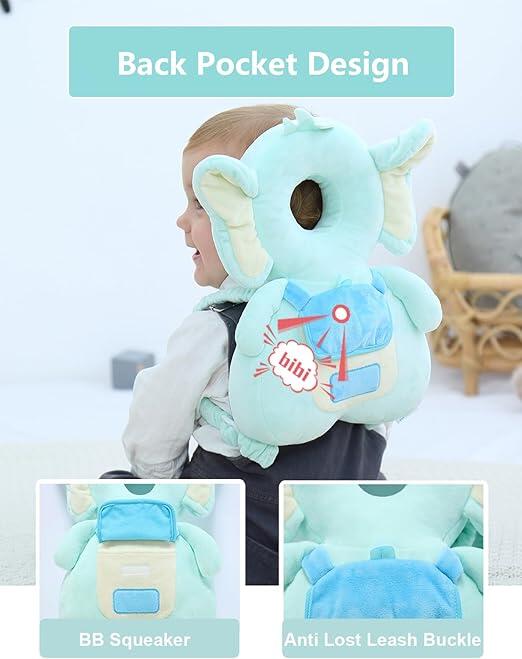 Almohadilla anticaida para bebe azul elefante - Imagem 2