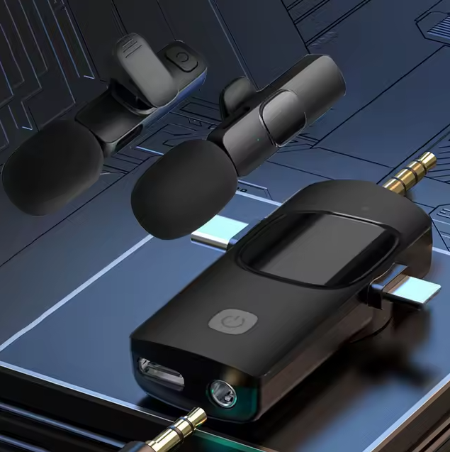 Micrófono universal de solapa inalámbrico 3 en 1, con conector 3.5 mm, tipo C y Lightning Grenn Lyca GL69666 - Imagem 3